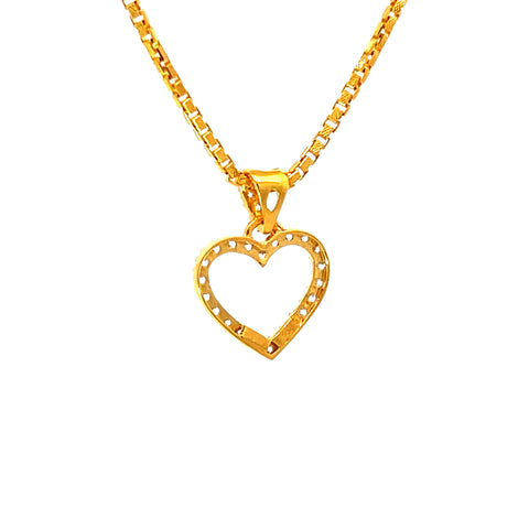 22K Yellow Cubic Zirconia Religious Heart Small Pendants with gold weight of 1.44g