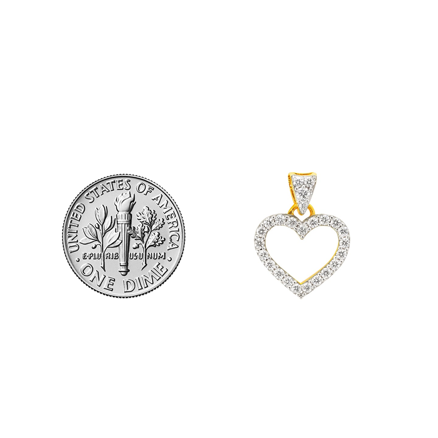 22K Yellow Cubic Zirconia Religious Heart Small Pendants with gold weight of 1.44g
