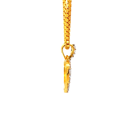 22K Yellow Cubic Zirconia Religious Heart Small Pendants with gold weight of 1.44g