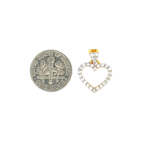 22K Yellow Cubic Zirconia Religious Heart Small Pendants with gold weight of 1.44g