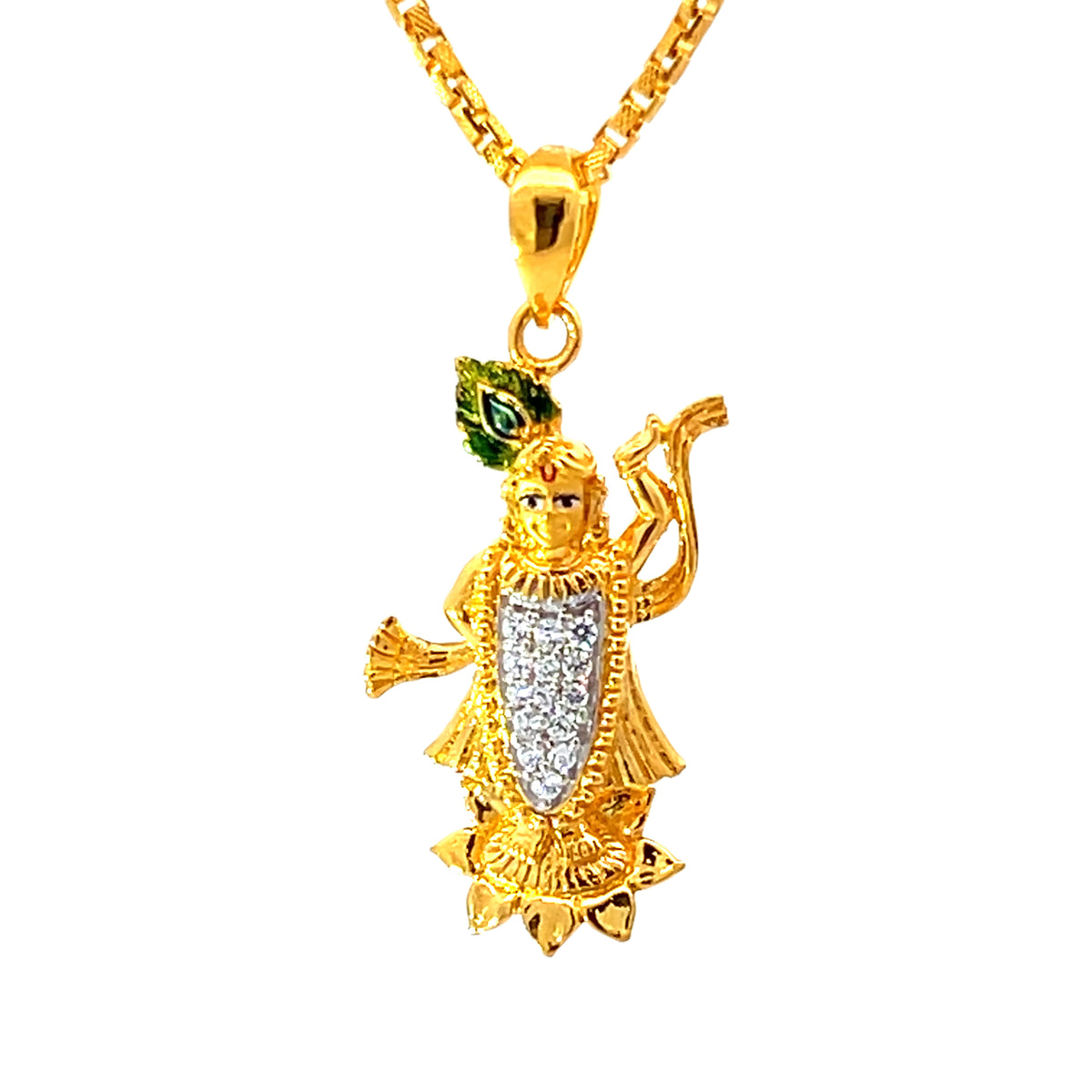 22K Yellow Cubic Zirconia Religious Shrinathji Medium Pendants with gold weight of 3.84g