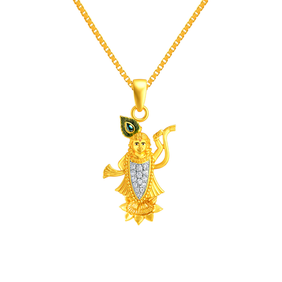22K Yellow Cubic Zirconia Religious Shrinathji Medium Pendants with gold weight of 3.84g