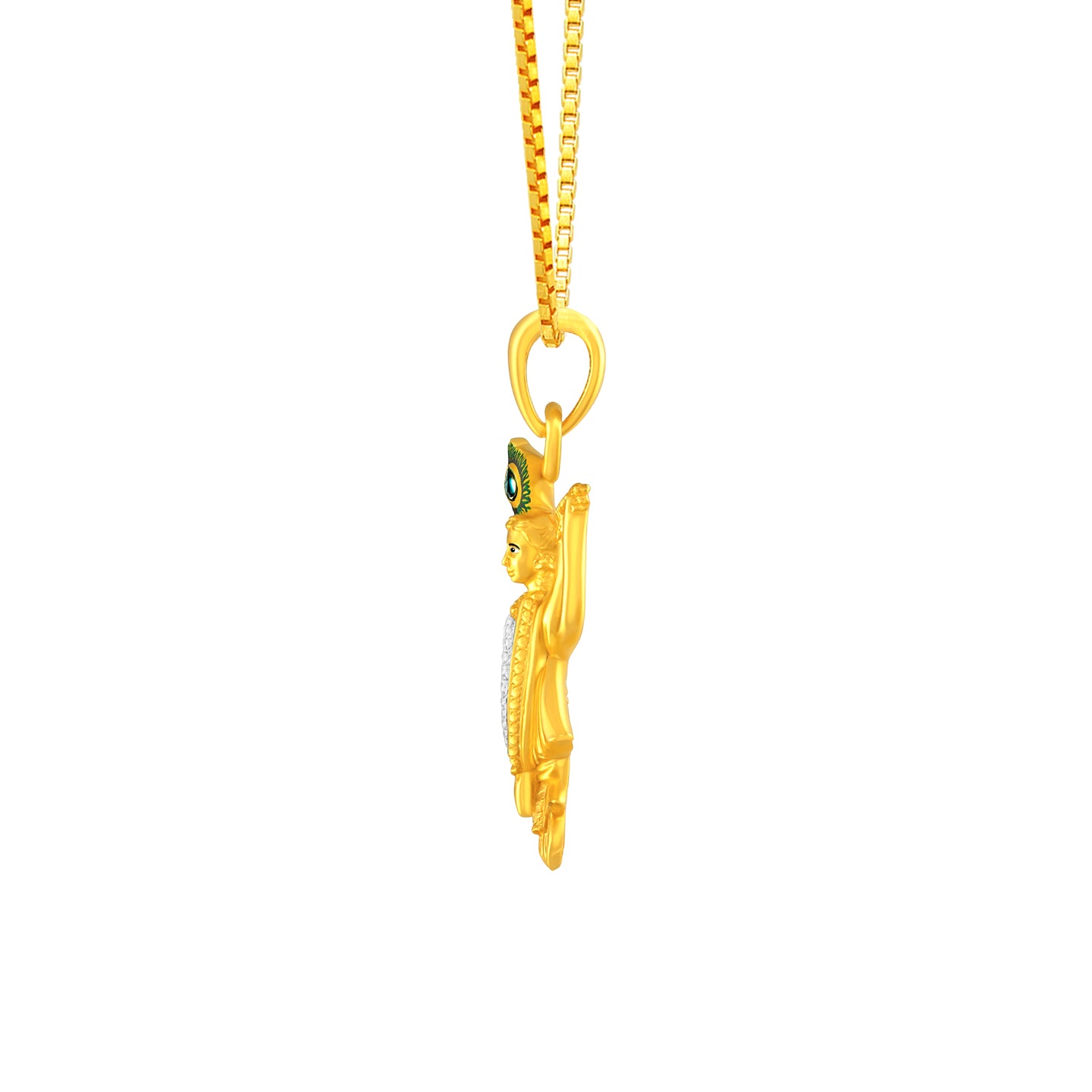 22K Yellow Cubic Zirconia Religious Shrinathji Medium Pendants with gold weight of 3.84g