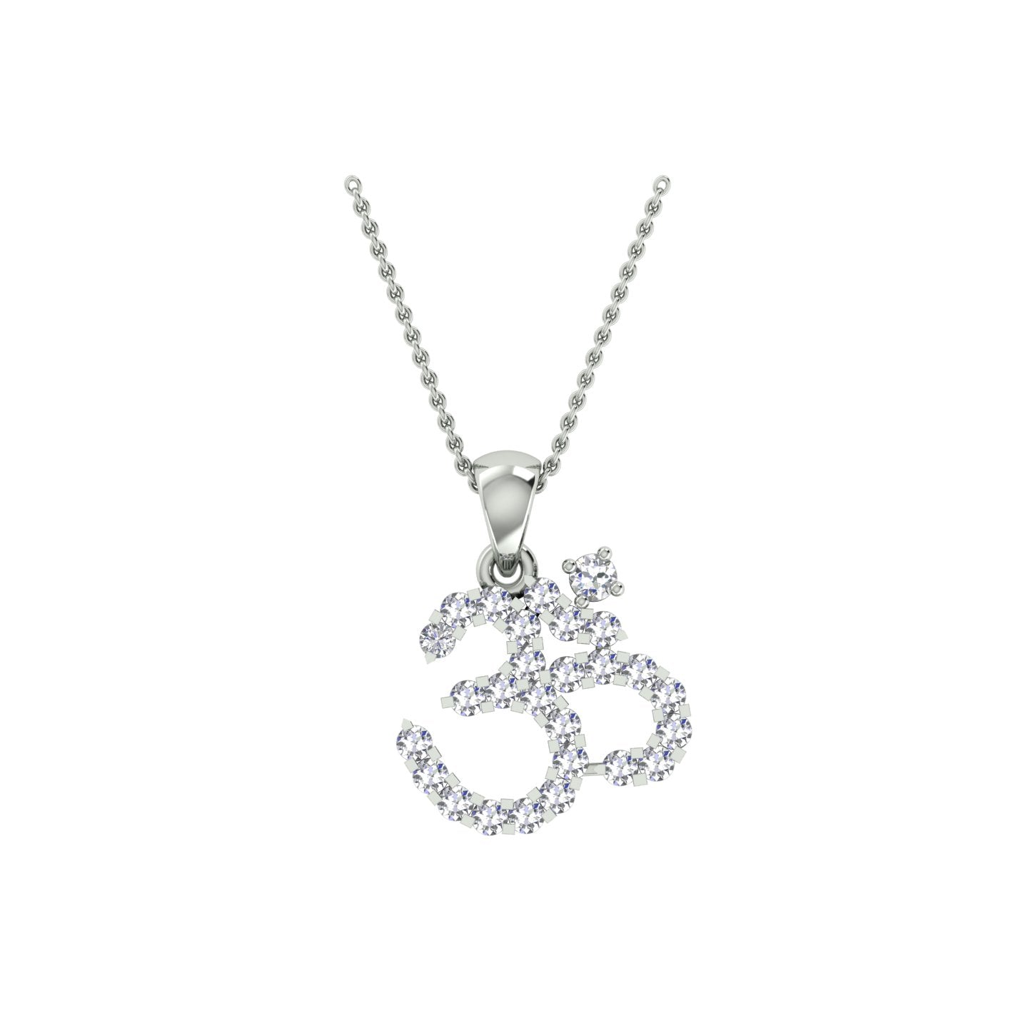 18k White Gold and Diamond Om Pendant with total gold weight of 1.54g.