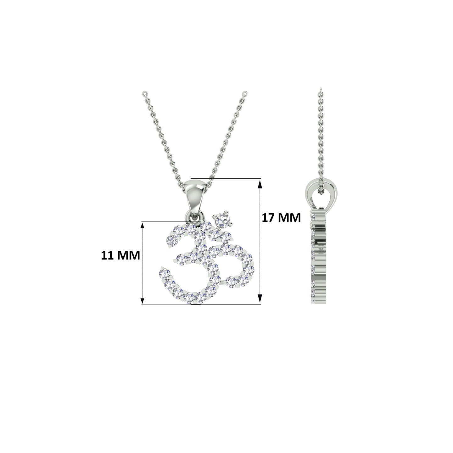 18k White Gold and Diamond Om Pendant with total gold weight of 1.54g.