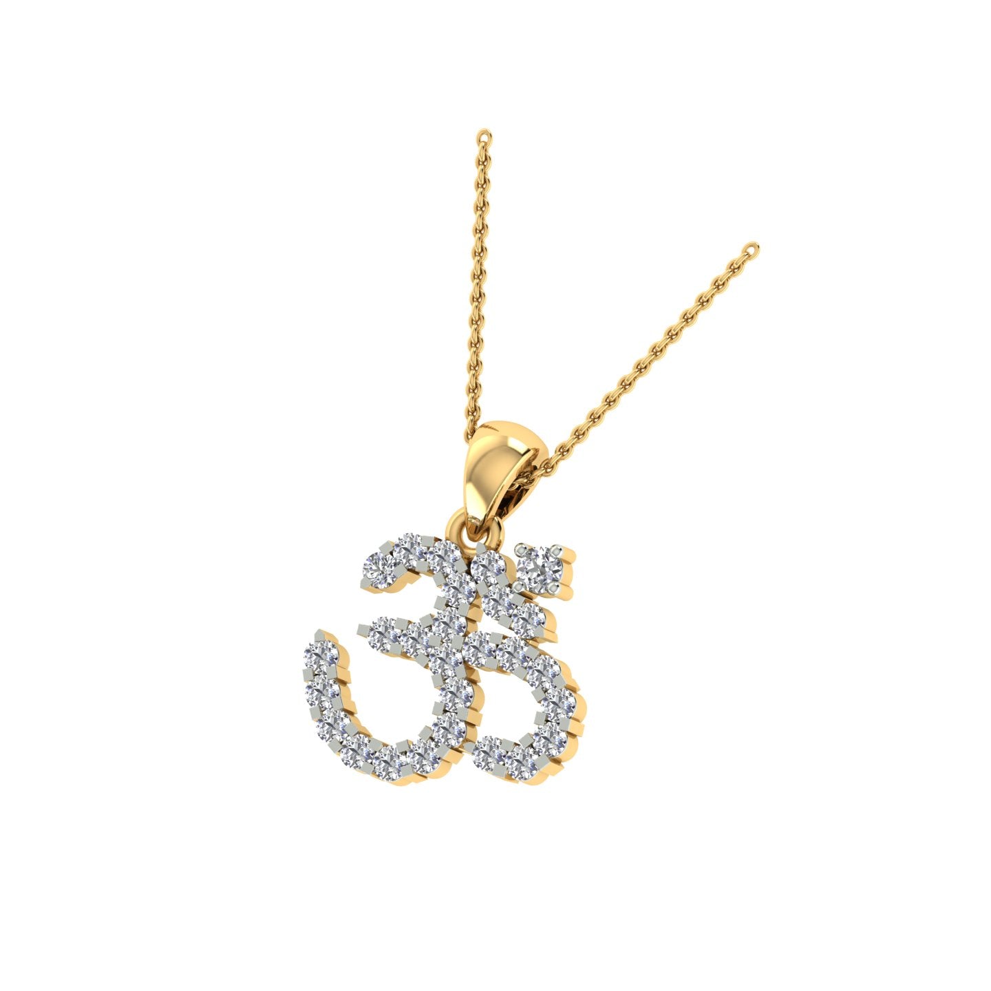 18k Yellow Gold and Diamond Om Pendant with total gold weight of 1.38g.