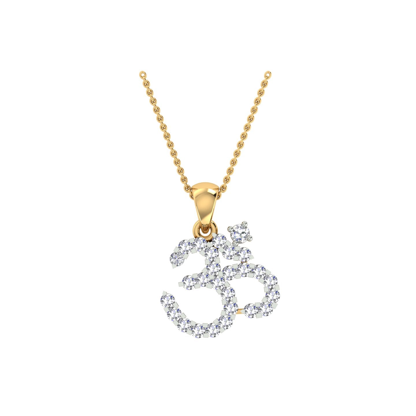 18k Yellow Gold and Diamond Om Pendant with total gold weight of 1.38g.