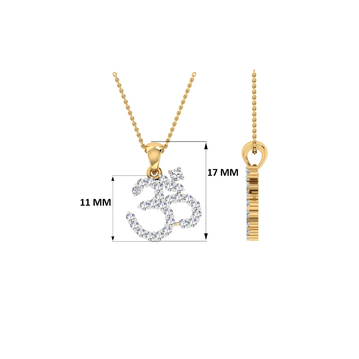 18k Yellow Gold and Diamond Om Pendant with total gold weight of 1.38g.