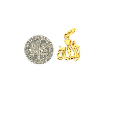 22k Yellow Gold Allah Religious Small Pendants with gold weight of 1.89g