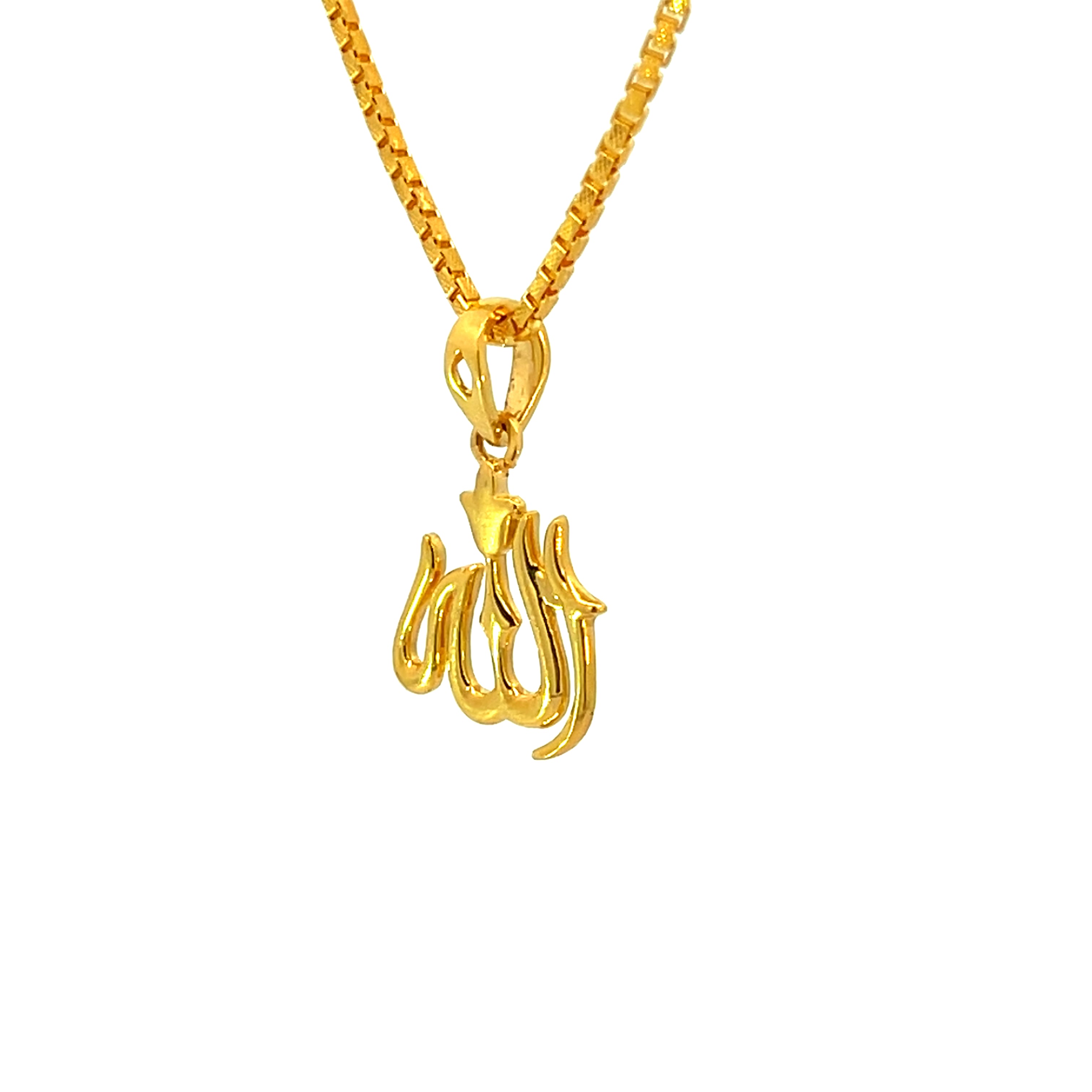 22k Yellow Gold Allah Religious Small Pendants with gold weight of 1.89g