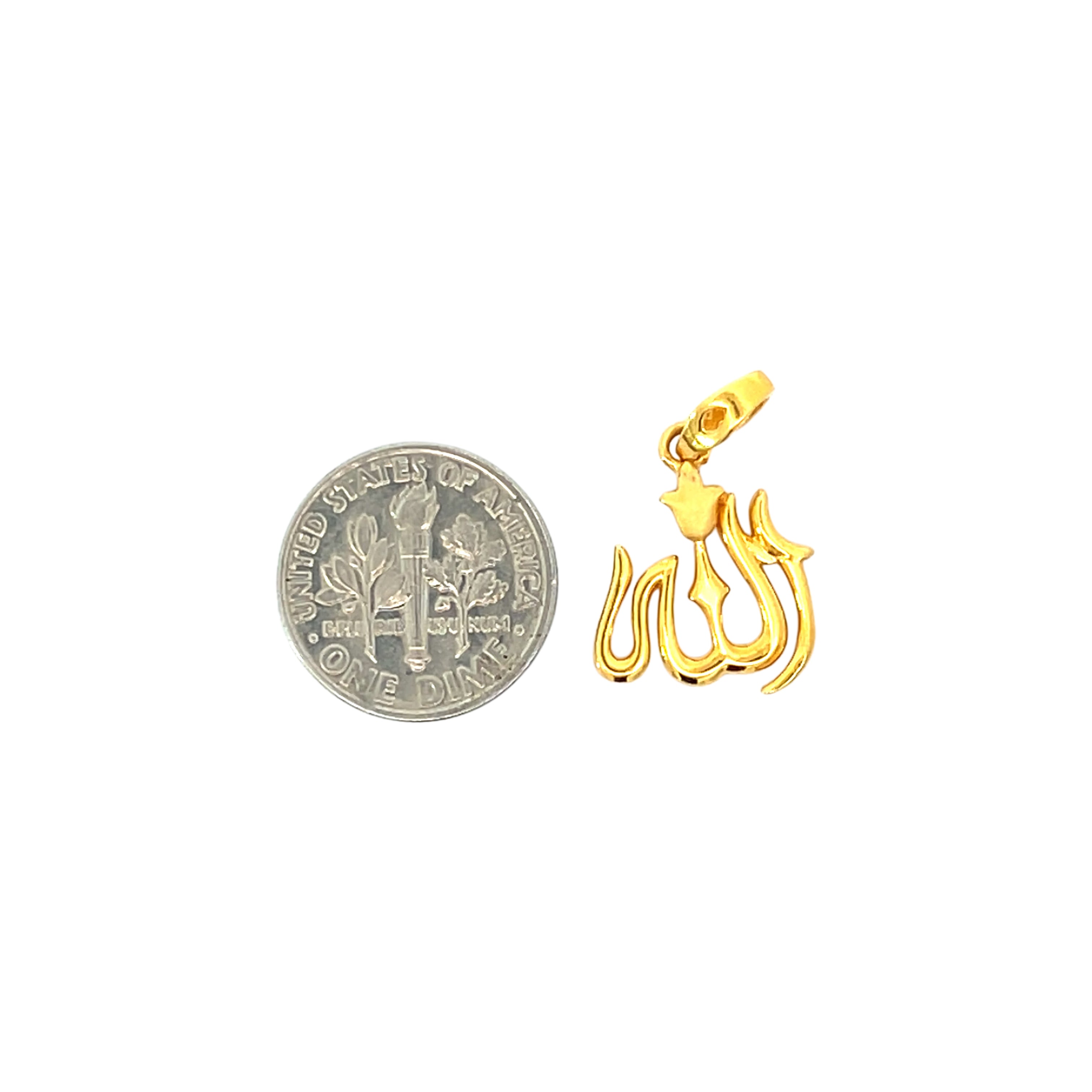 22k Yellow Gold Allah Religious Small Pendants with gold weight of 1.89g