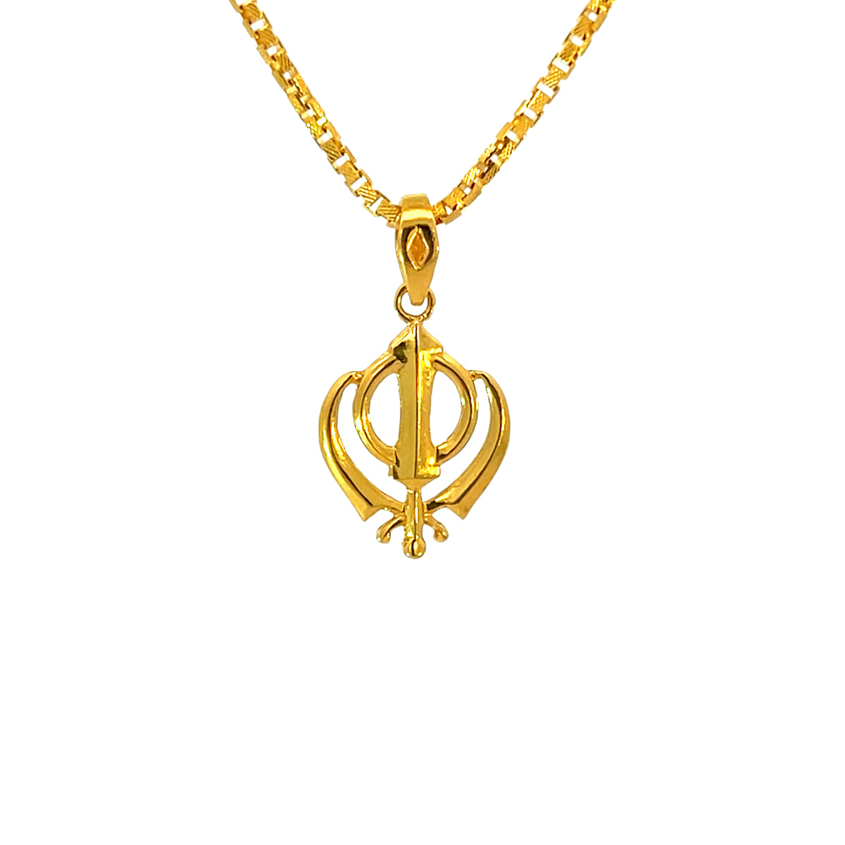 22k Yellow Gold Khanda Religious Small Pendants with gold weight of 1.41g