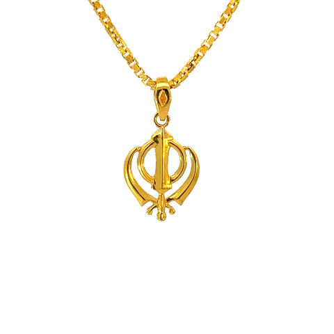 22k Yellow Gold Khanda Religious Small Pendants with gold weight of 1.41g