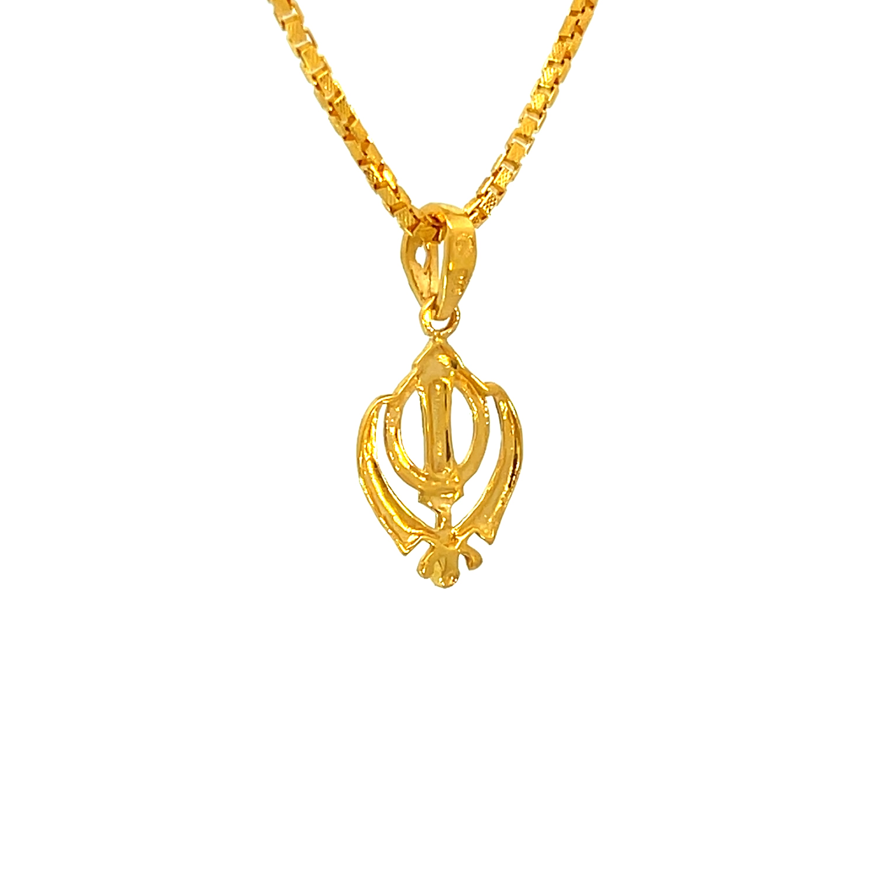 22k Yellow Gold Khanda Religious Small Pendants with gold weight of 1.41g