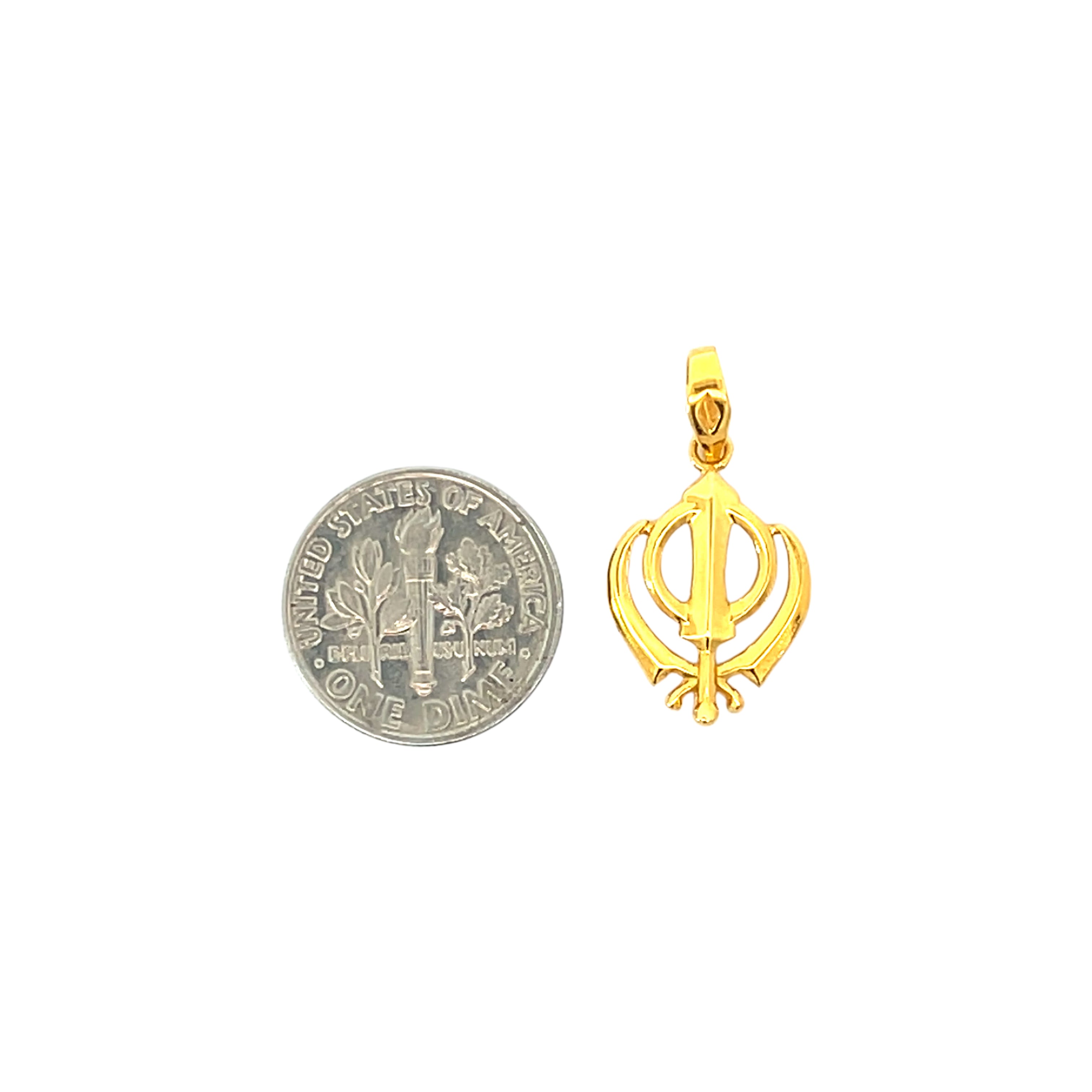 22k Yellow Gold Khanda Religious Small Pendants with gold weight of 1.41g