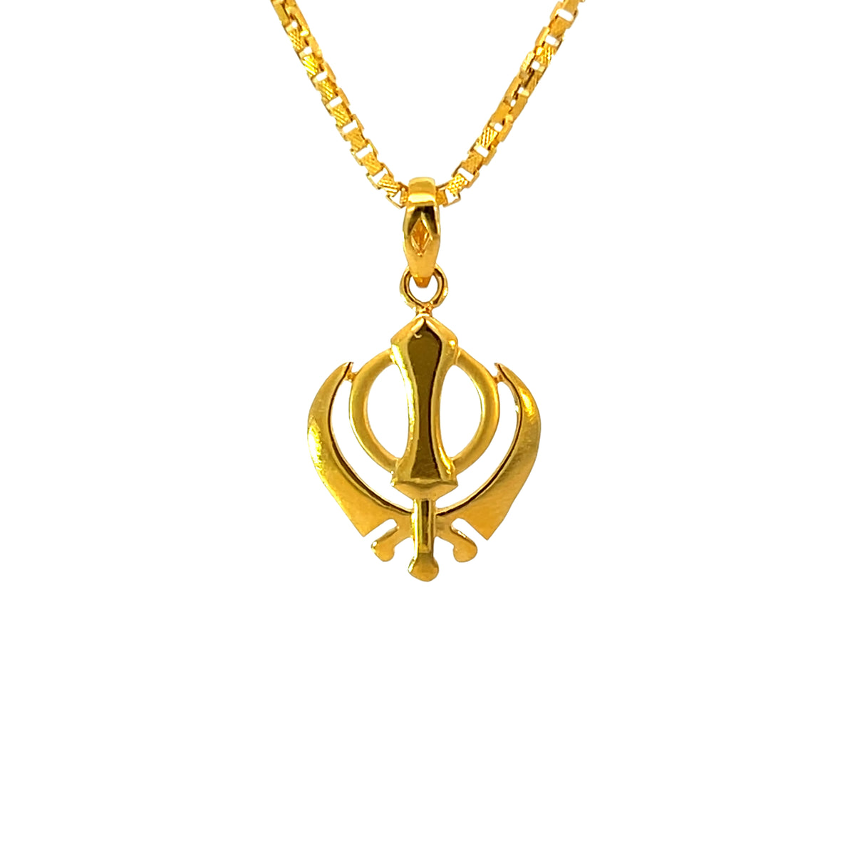 22k Yellow Gold Khanda Religious Medium Pendants with gold weight of 2g