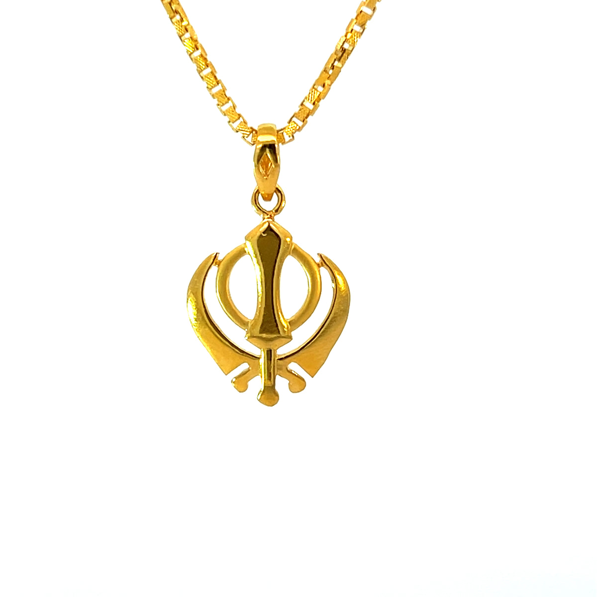 22k Yellow Gold Khanda Religious Medium Pendants with gold weight of 2g