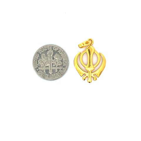 22k Yellow Gold Khanda Religious Medium Pendants with gold weight of 2g