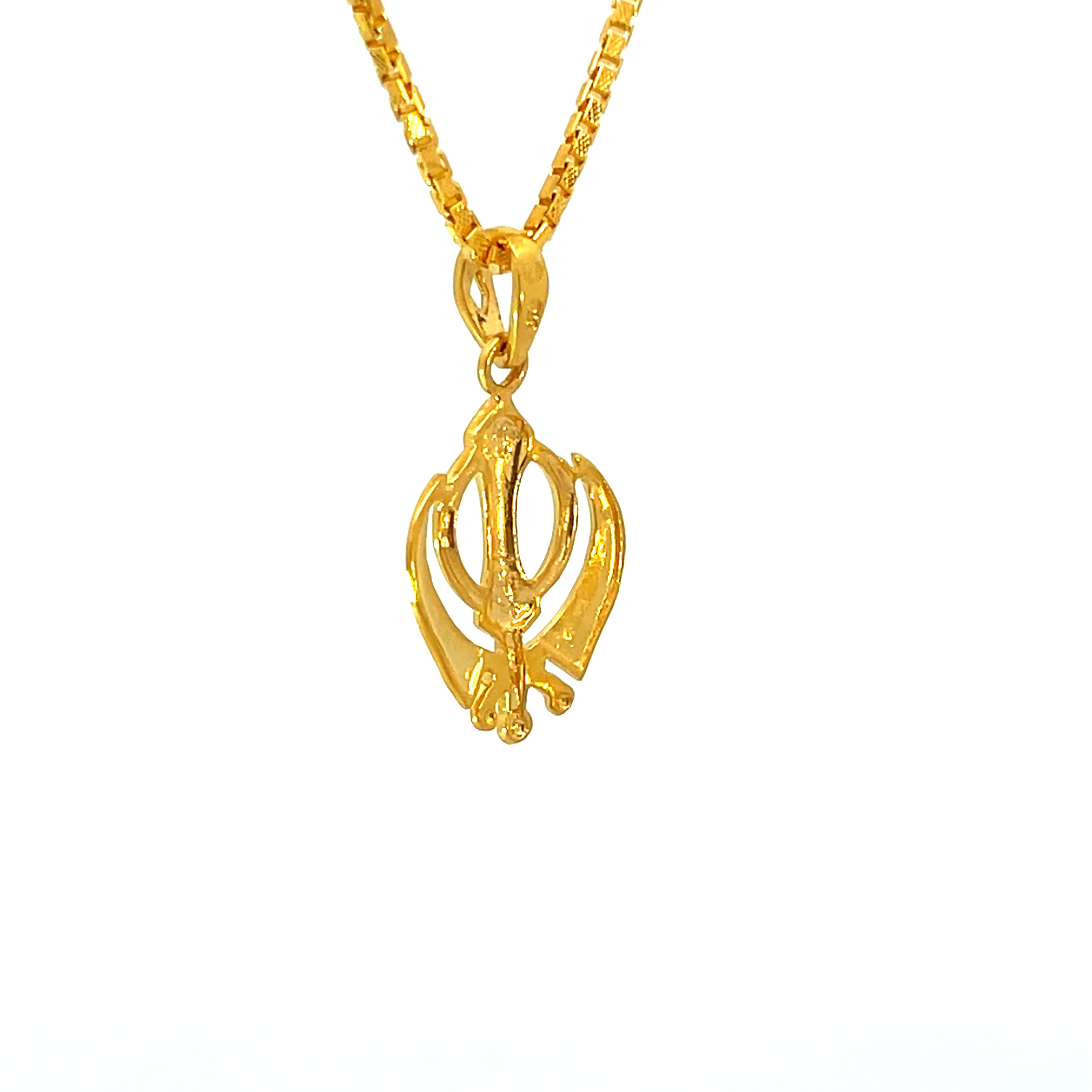 22k Yellow Gold Khanda Religious Medium Pendants with gold weight of 2g