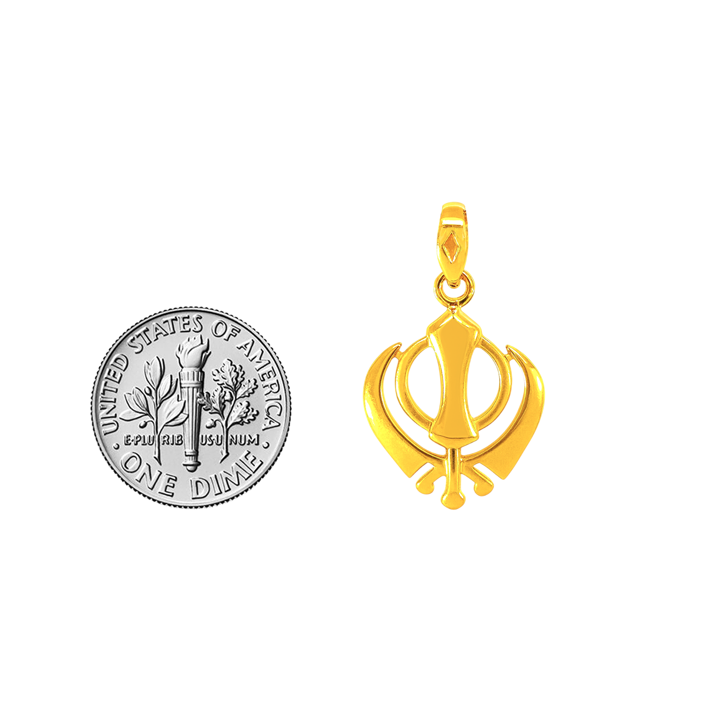 22k Yellow Gold Khanda Religious Medium Pendants with gold weight of 2g