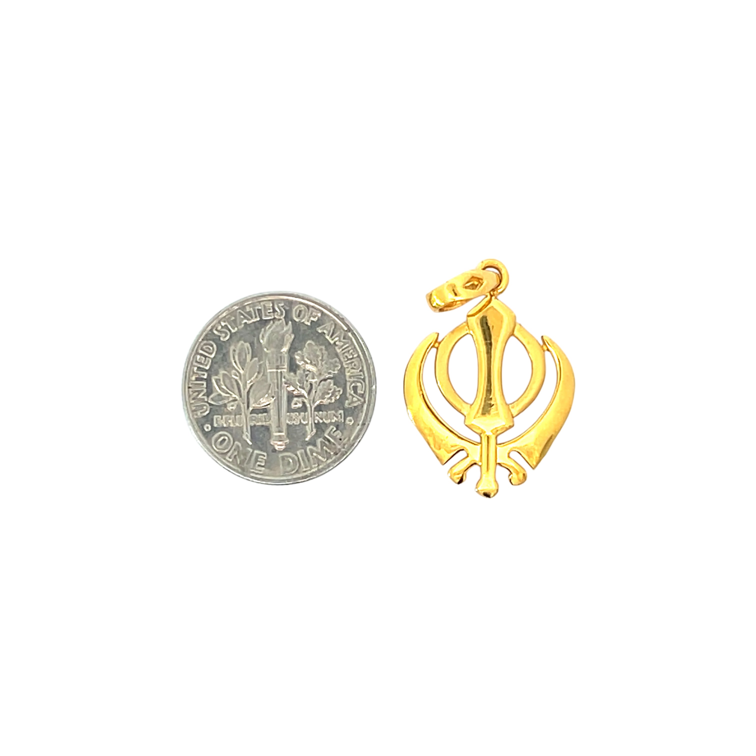 22k Yellow Gold Khanda Religious Medium Pendants with gold weight of 2g
