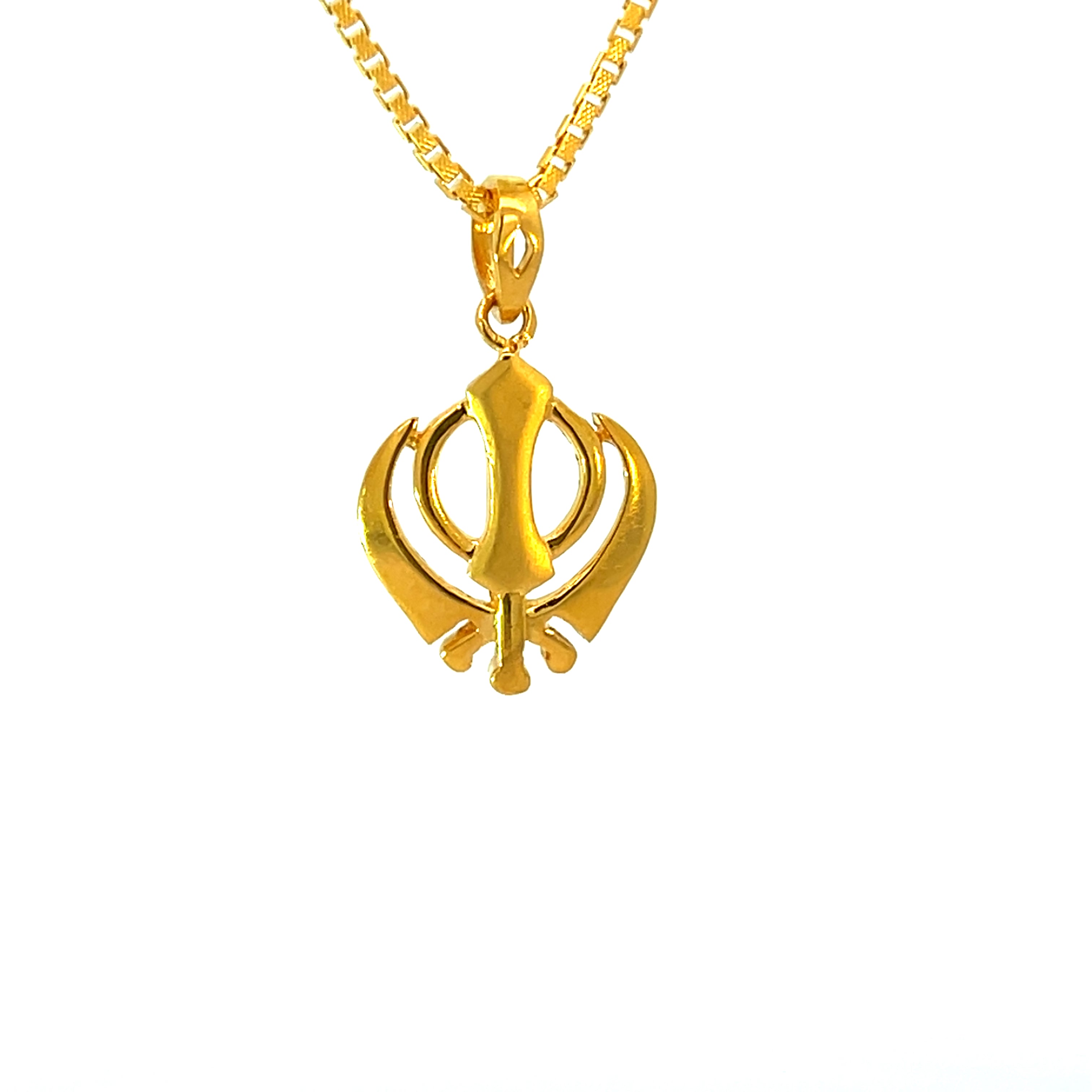 22k Yellow Gold Khanda Religious Medium Pendants with gold weight of 2.75g