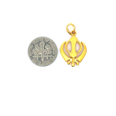 22k Yellow Gold Khanda Religious Medium Pendants with gold weight of 2.75g