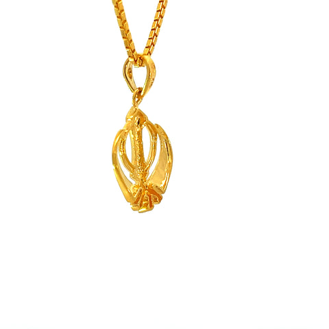 22k Yellow Gold Khanda Religious Medium Pendants with gold weight of 2.75g