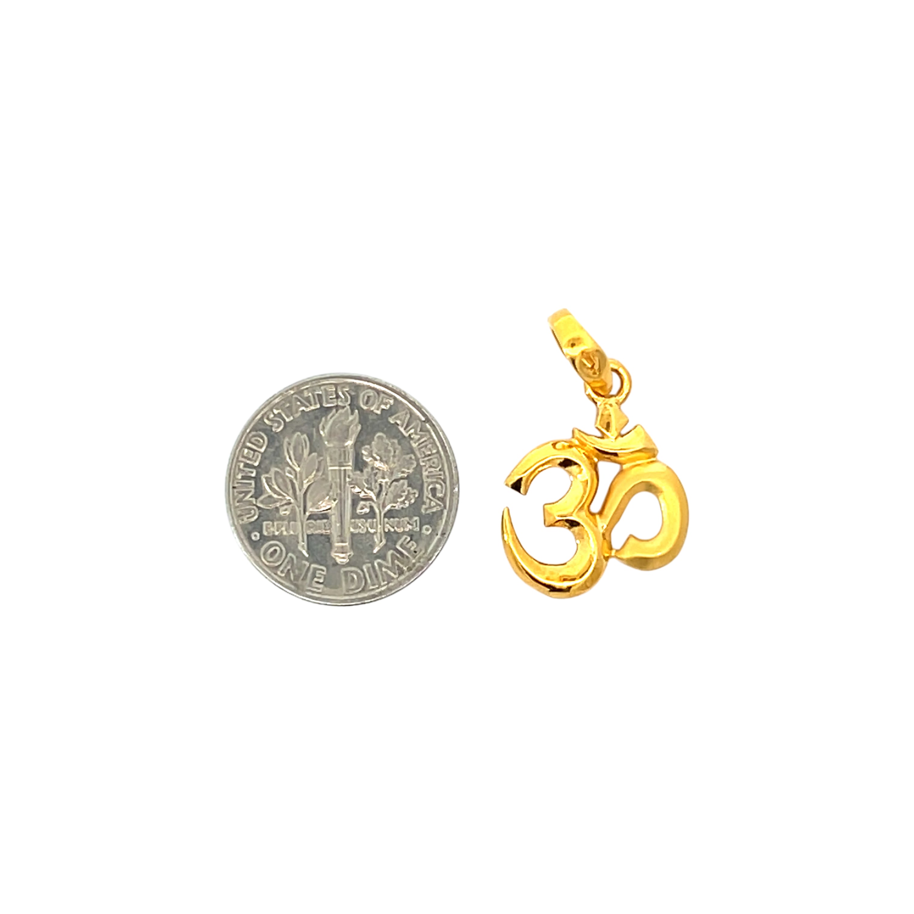 22k Yellow Gold Om Religious Small Pendants with gold weight of 1.86g