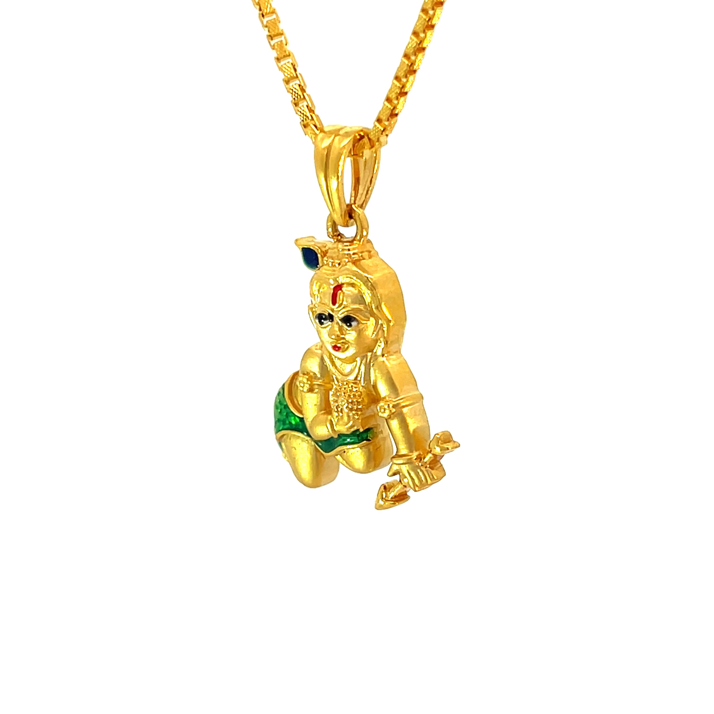 22k Yellow Gold Krishna Religious Large Pendants with gold weight of 5.28g