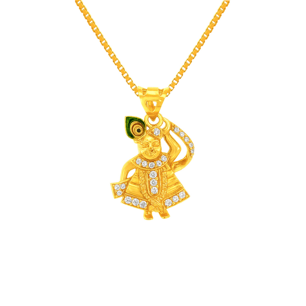 22k Yellow Gold Shrinathji Religious Large Pendants with gold weight of 6.69g