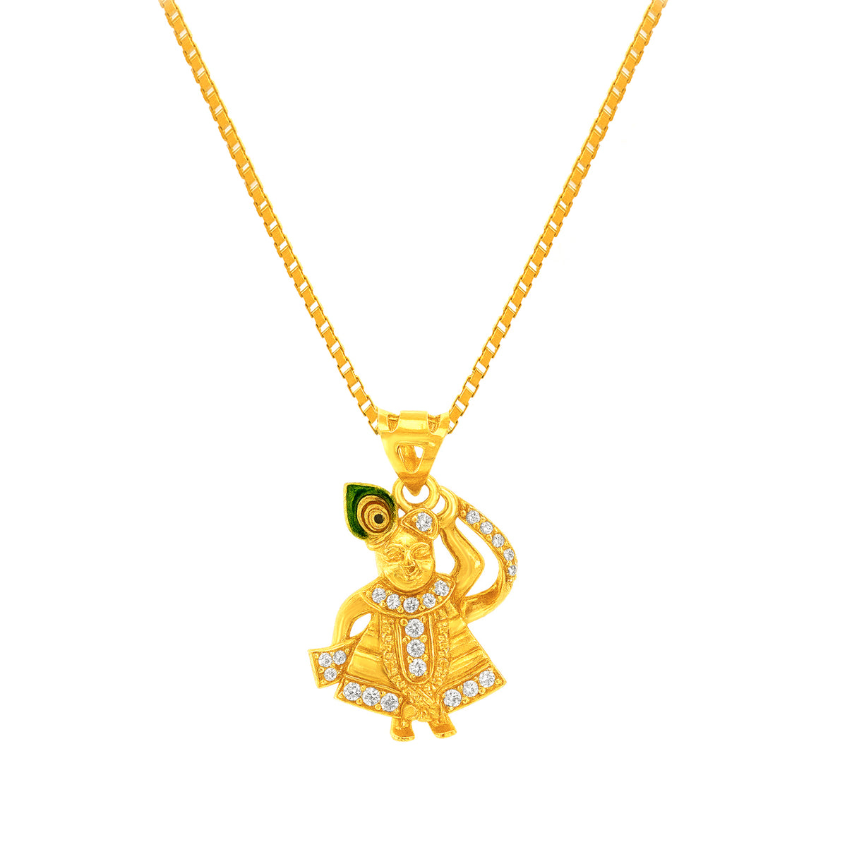 22k Yellow Gold Shrinathji Religious Large Pendant with gold weight of 6.69g