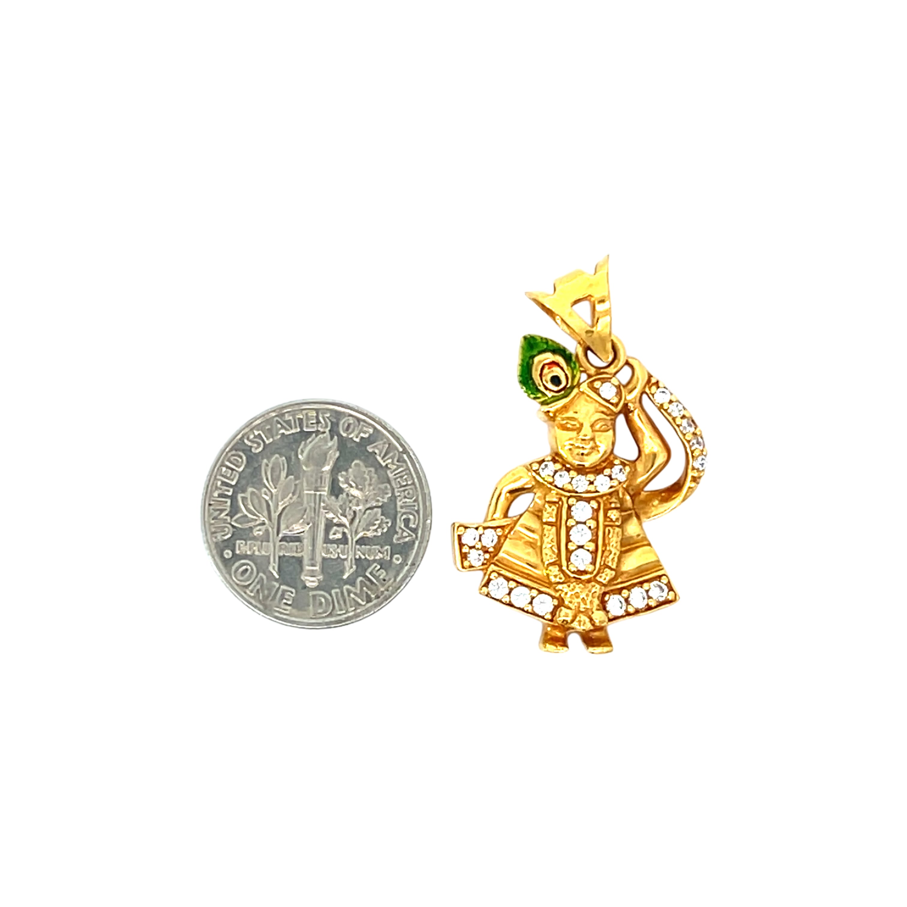 22k Yellow Gold Shrinathji Religious Large Pendants with gold weight of 6.69g