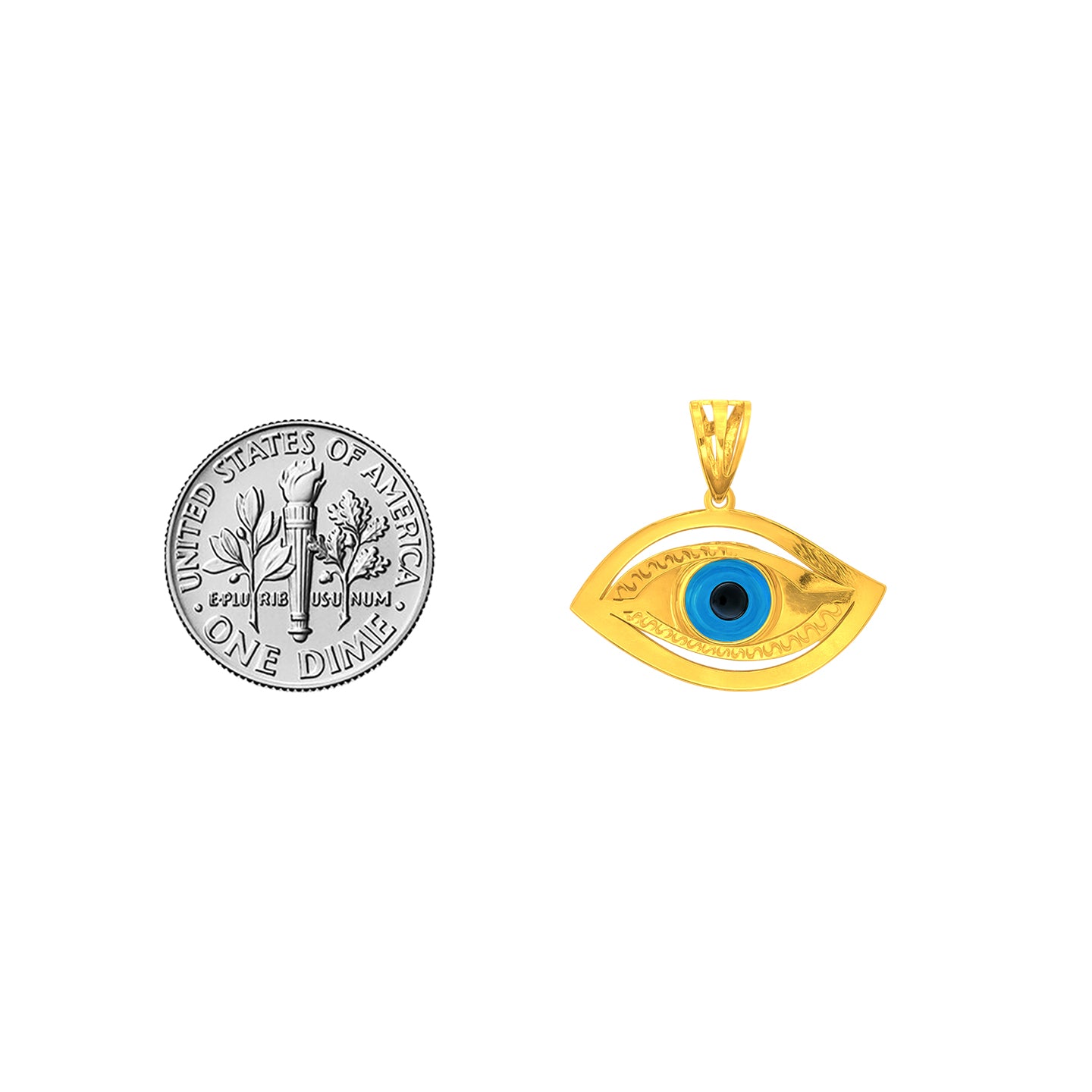 22k Yellow Gold Religious Evil Eye Medium Pendants with gold weight of 1.59g