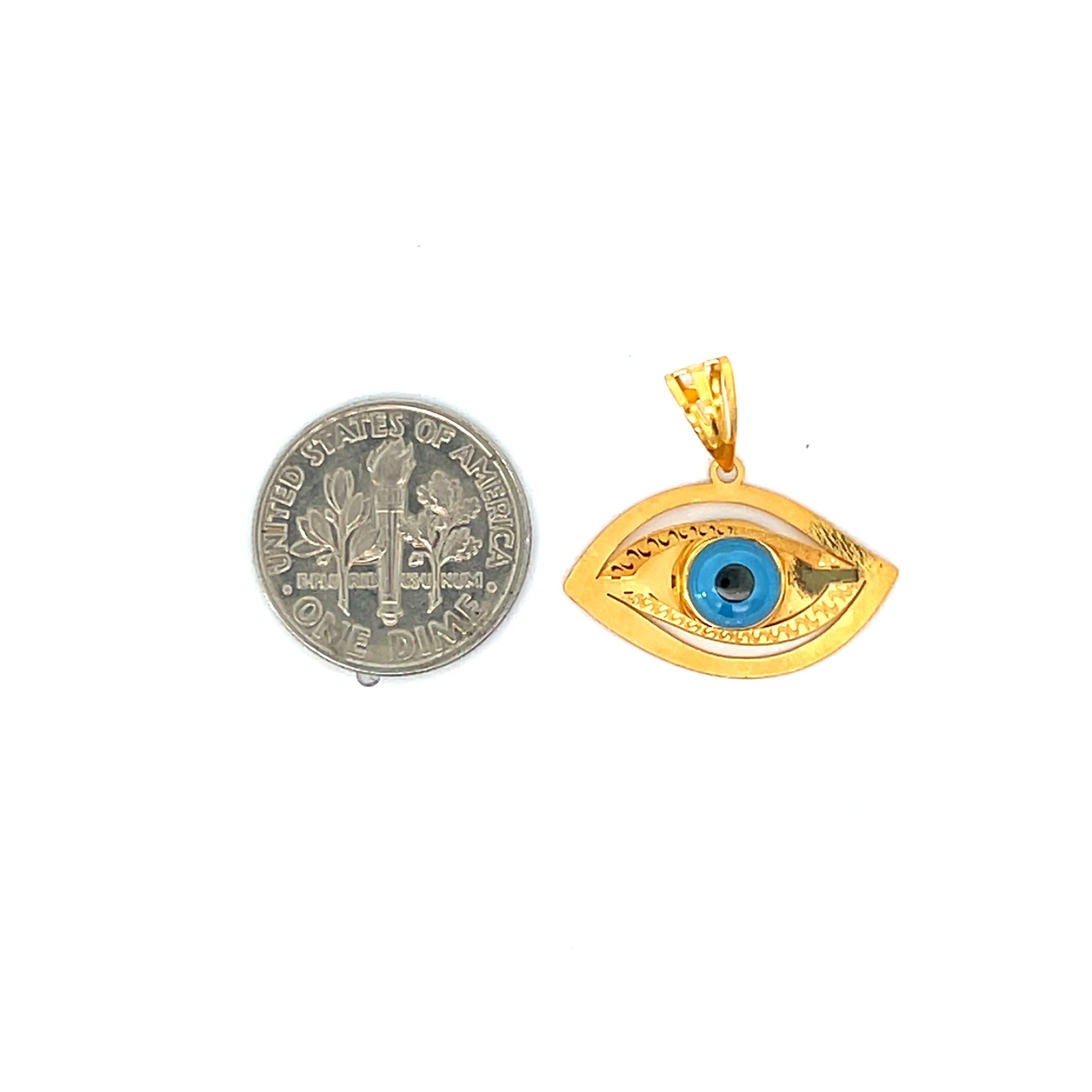 22k Yellow Gold Religious Evil Eye Medium Pendants with gold weight of 1.59g