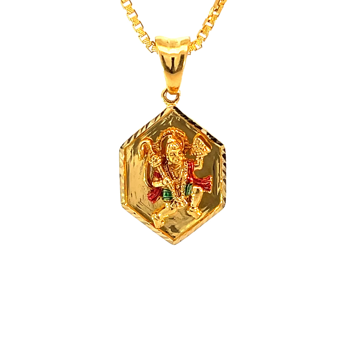 22k Yellow Gold Religious Hanuman Medium Pendants with gold weight of 6.88g
