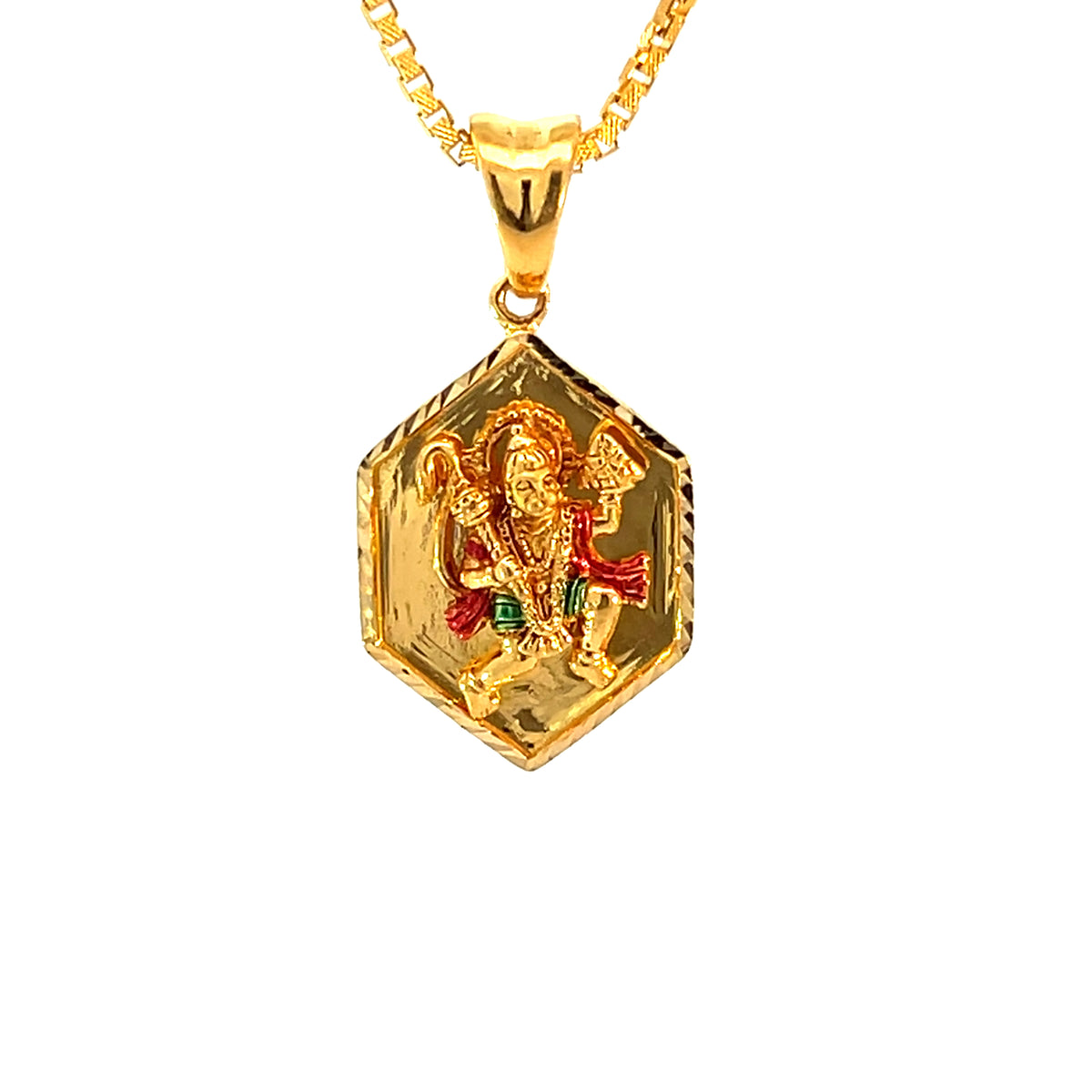 22k Yellow Gold Religious Hanuman Medium Pendants with gold weight of 6.88g