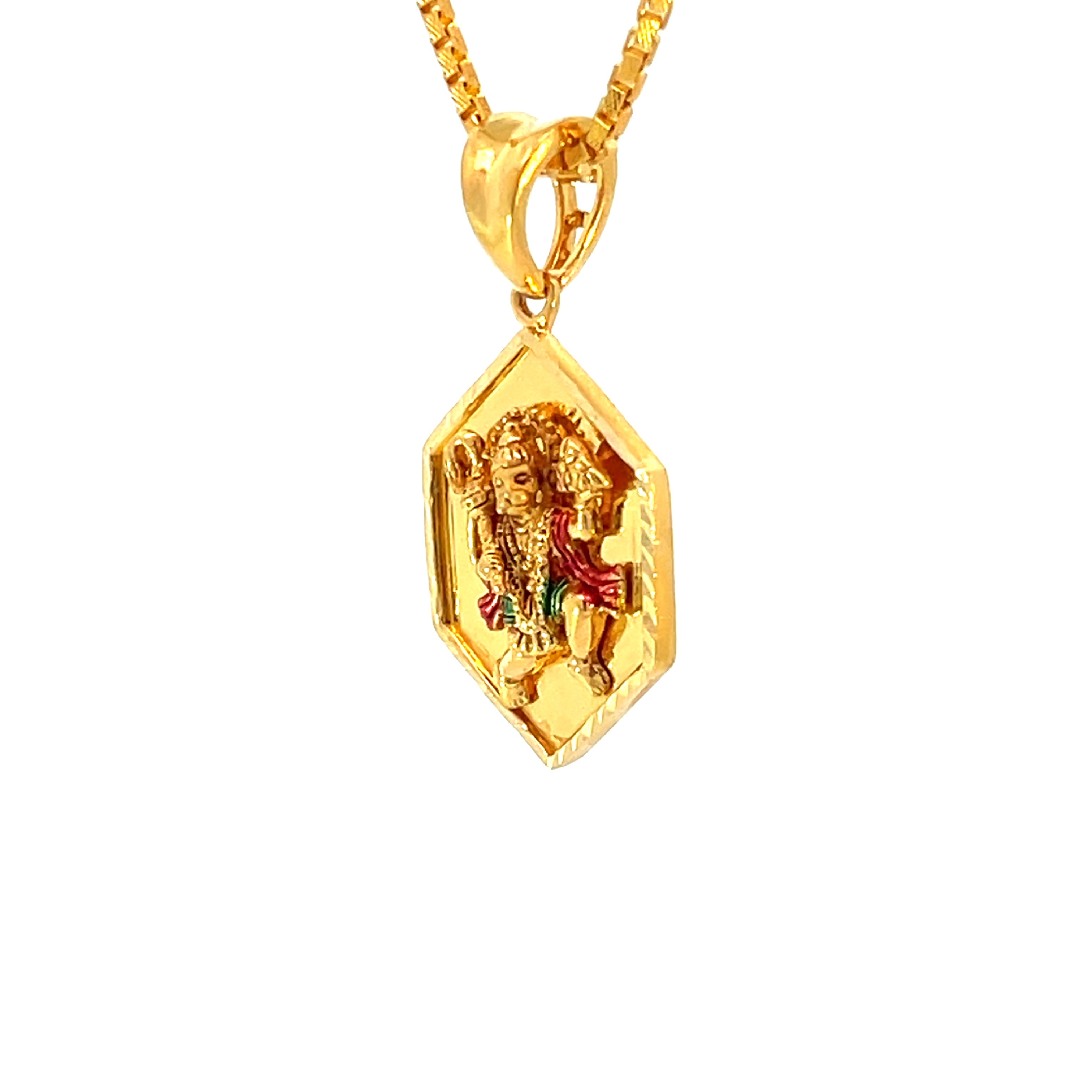 22k Yellow Gold Religious Hanuman Medium Pendants with gold weight of 6.88g