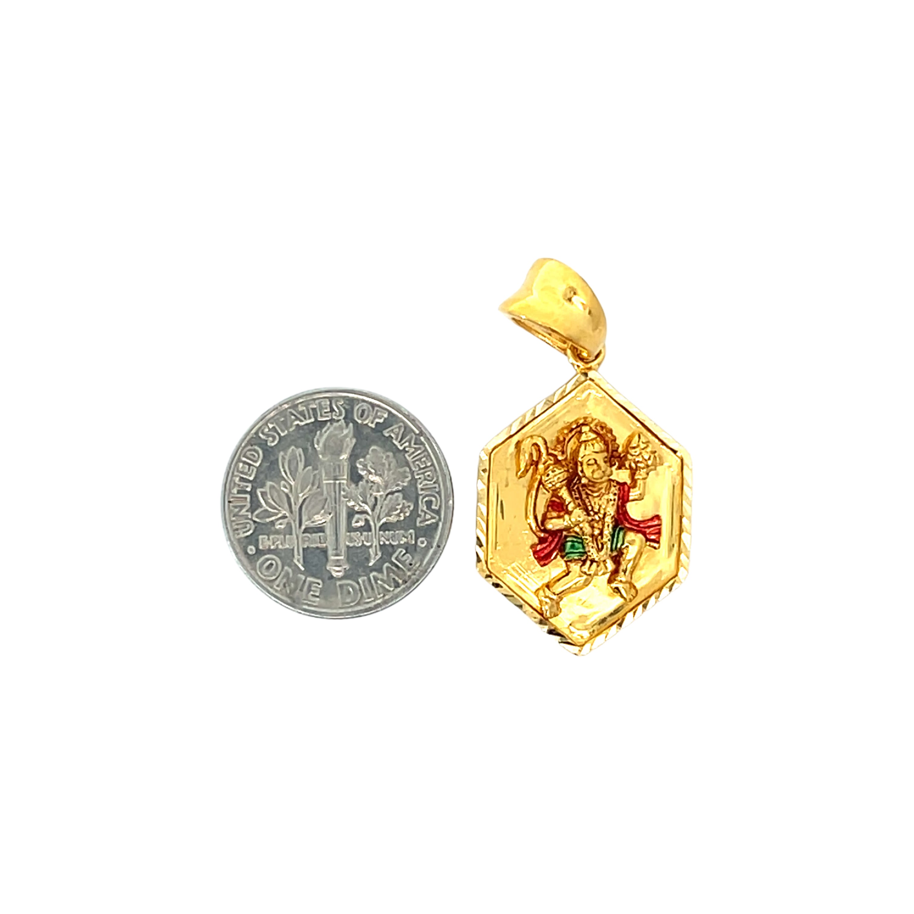 22k Yellow Gold Religious Hanuman Medium Pendants with gold weight of 6.88g