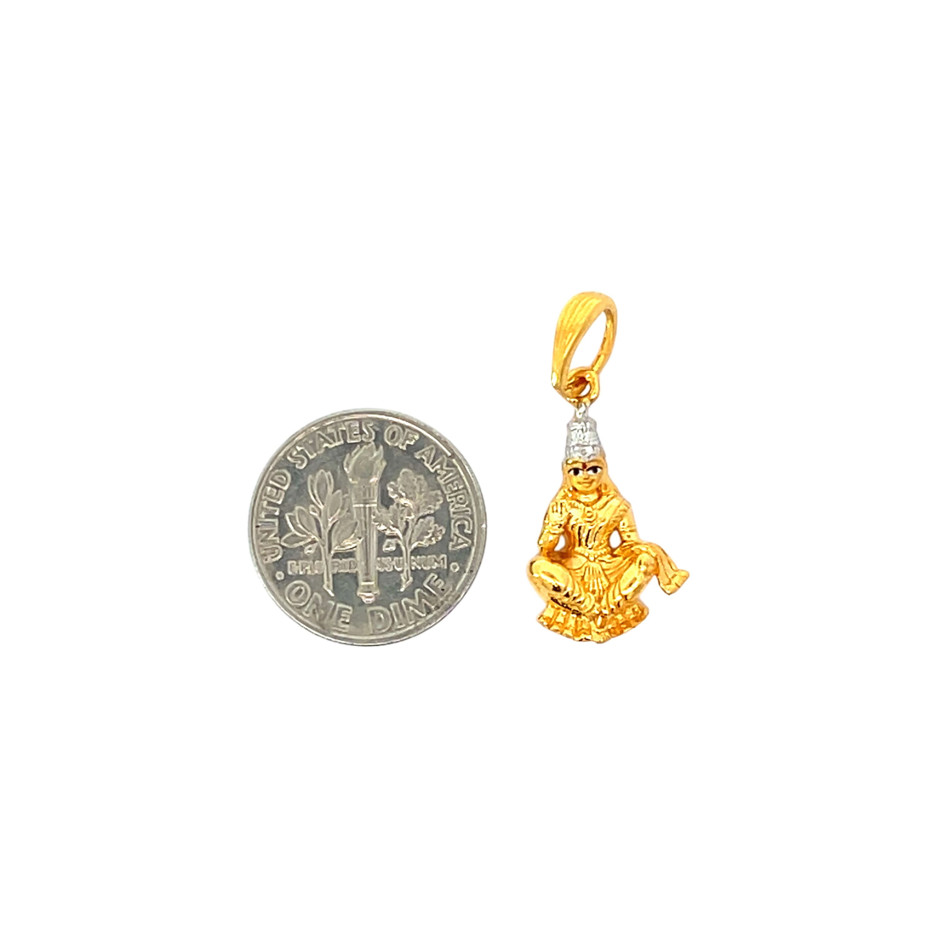 22k Yellow Gold Religious Parvati Small Pendants with gold weight of 2.93g