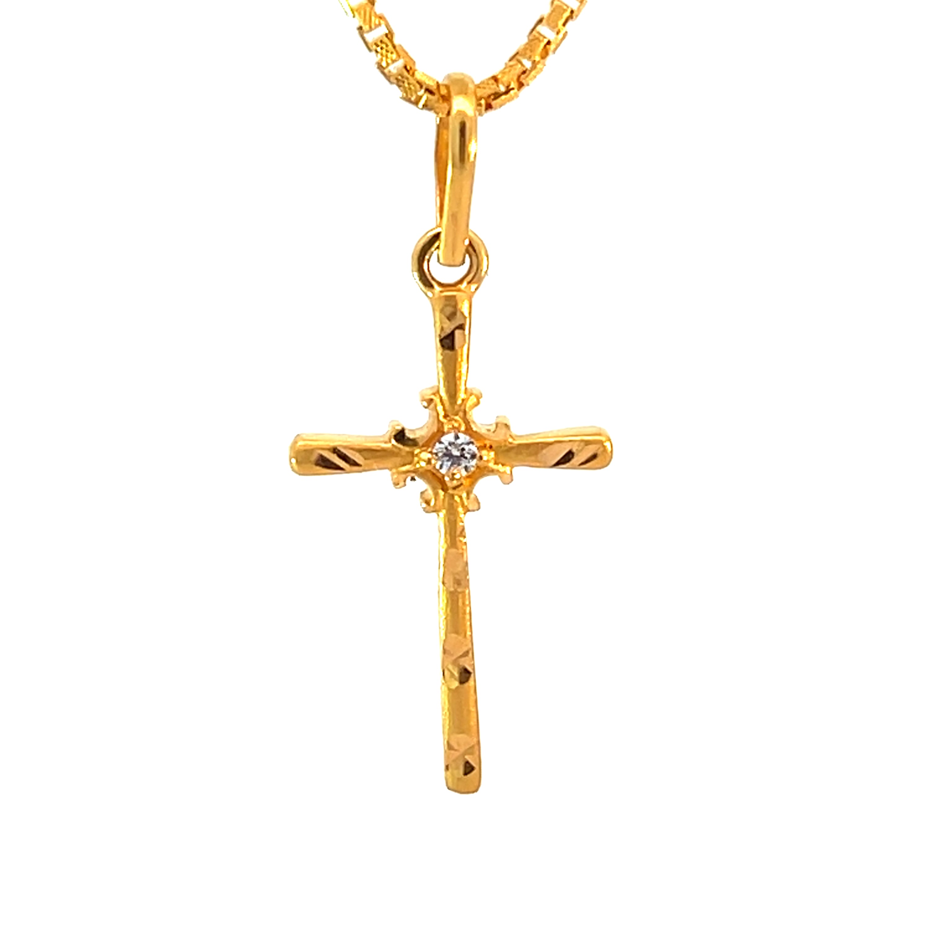 22k Yellow Gold Religious Cross Medium Pendants with gold weight of 2.51g