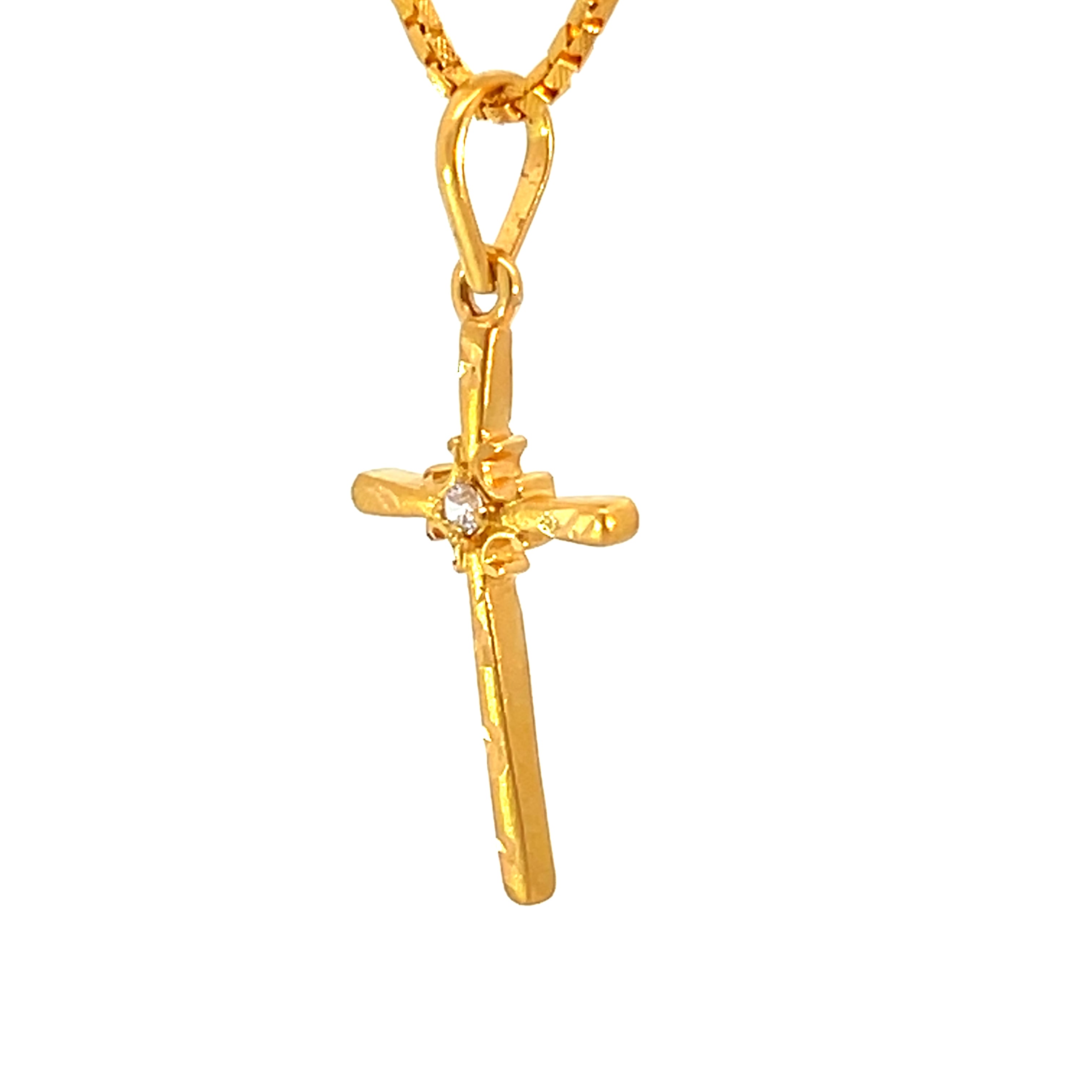 22k Yellow Gold Religious Cross Medium Pendants with gold weight of 2.51g