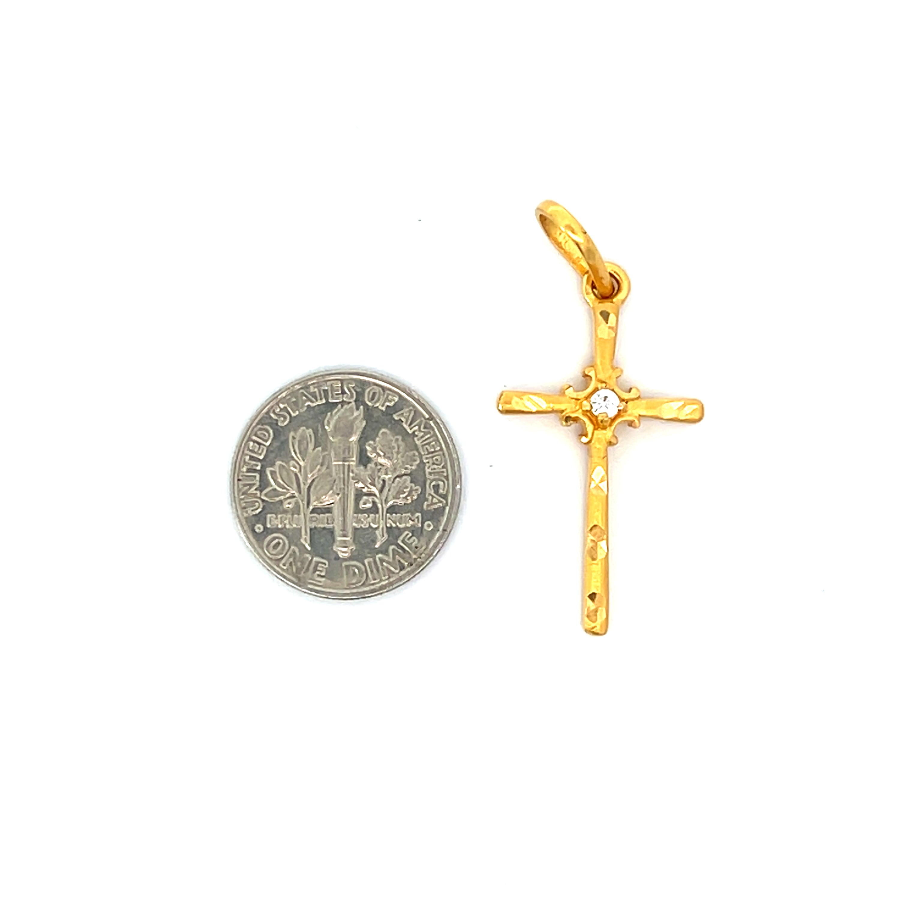 22k Yellow Gold Religious Cross Medium Pendants with gold weight of 2.51g