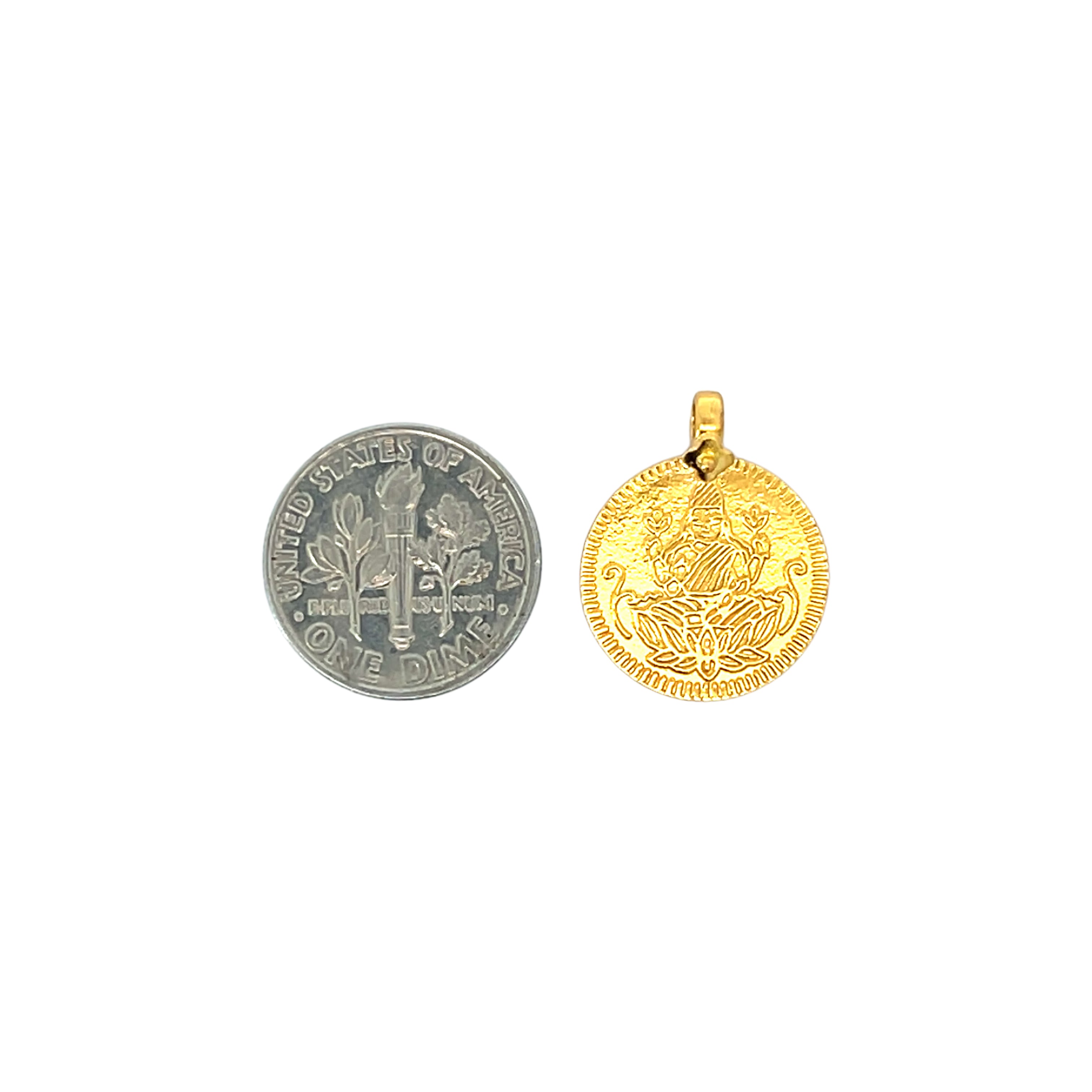 22k Yellow Gold Religious Lakshmi Small Pendants with gold weight of 2.08g