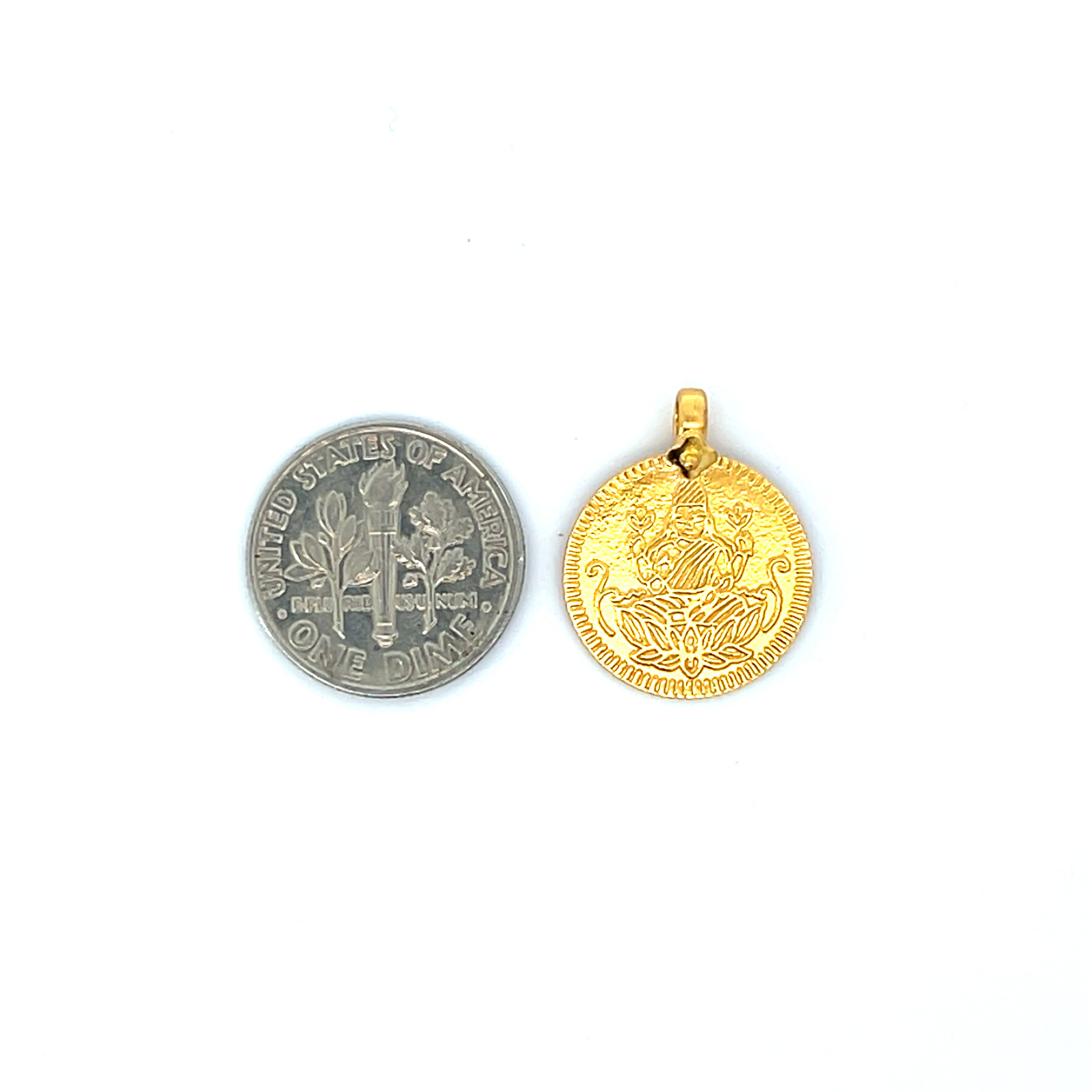 22k Yellow Gold Religious Lakshmi Small Pendants with gold weight of 2.08g