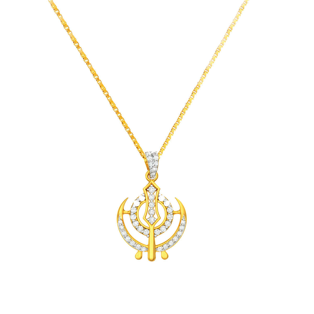 22k Yellow Gold Religious Khanda Medium Pendant with gold weight of 4.81g