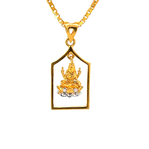 22k Yellow Gold Religious Lakshmi Medium Pendants with gold weight of 3.39g