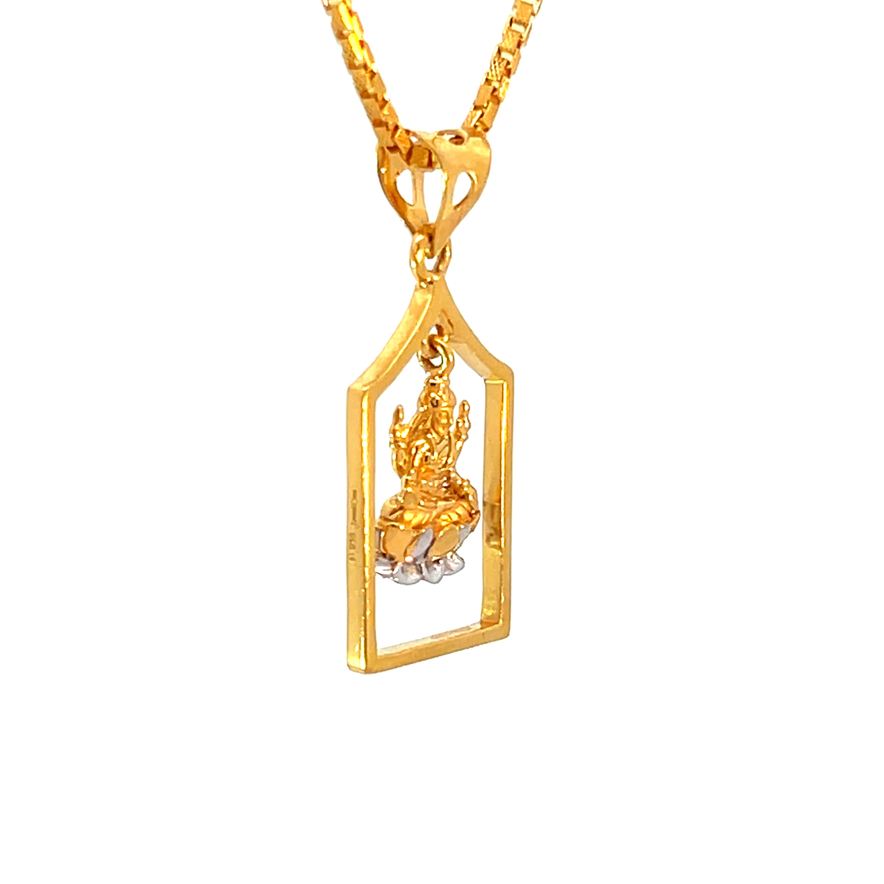 22k Yellow Gold Religious Lakshmi Medium Pendants with gold weight of 3.39g