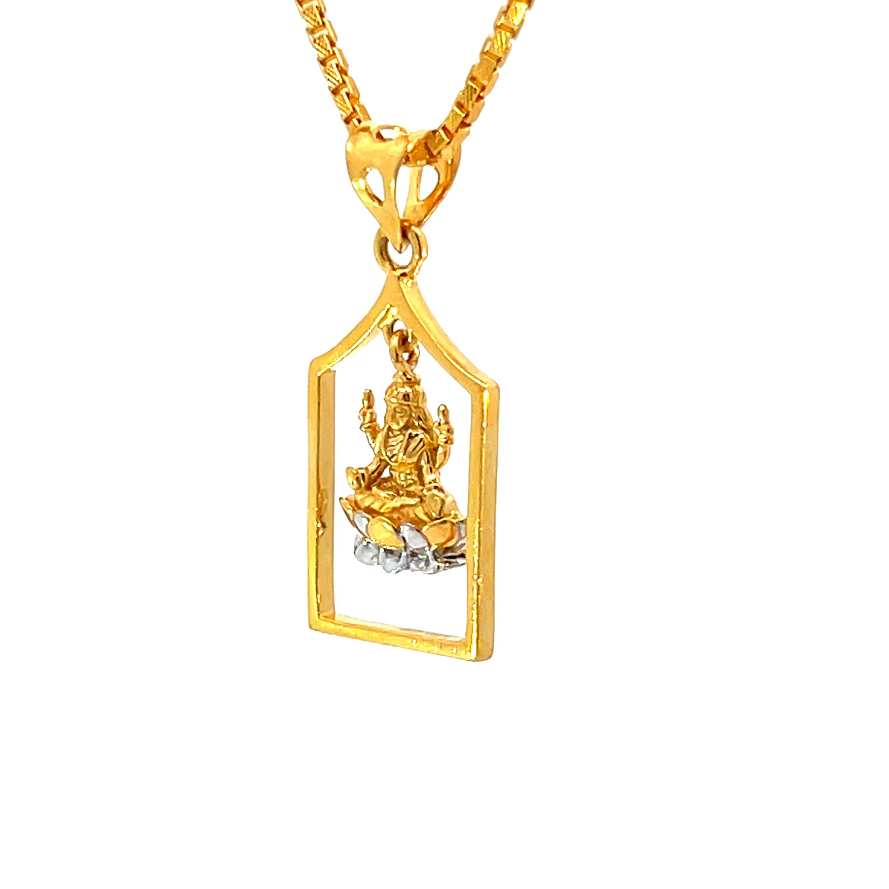 22k Yellow Gold Religious Lakshmi Medium Pendants with gold weight of 3.39g