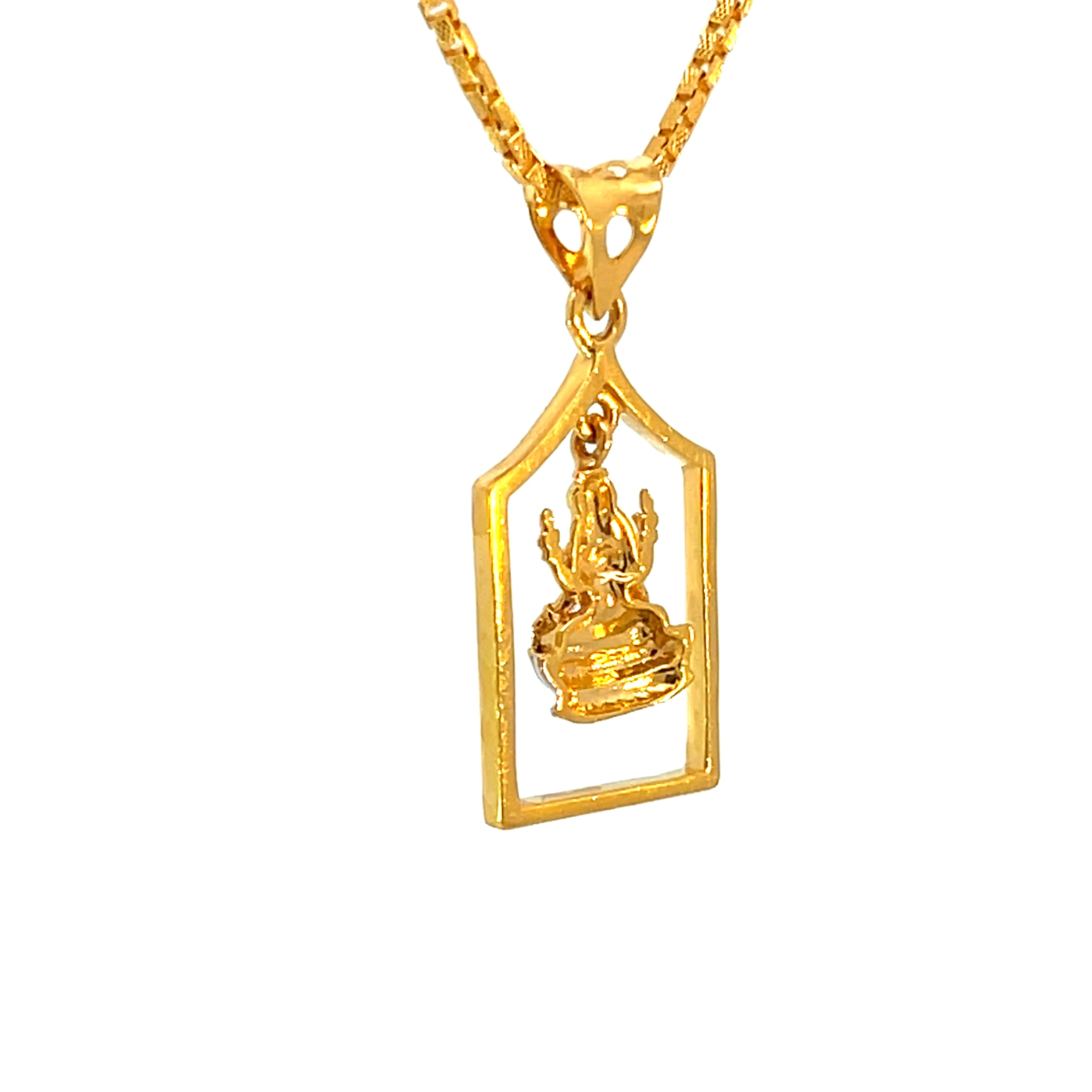 22k Yellow Gold Religious Lakshmi Medium Pendants with gold weight of 3.39g